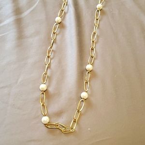 Ann Taylor Gold Pearl Chain Necklace